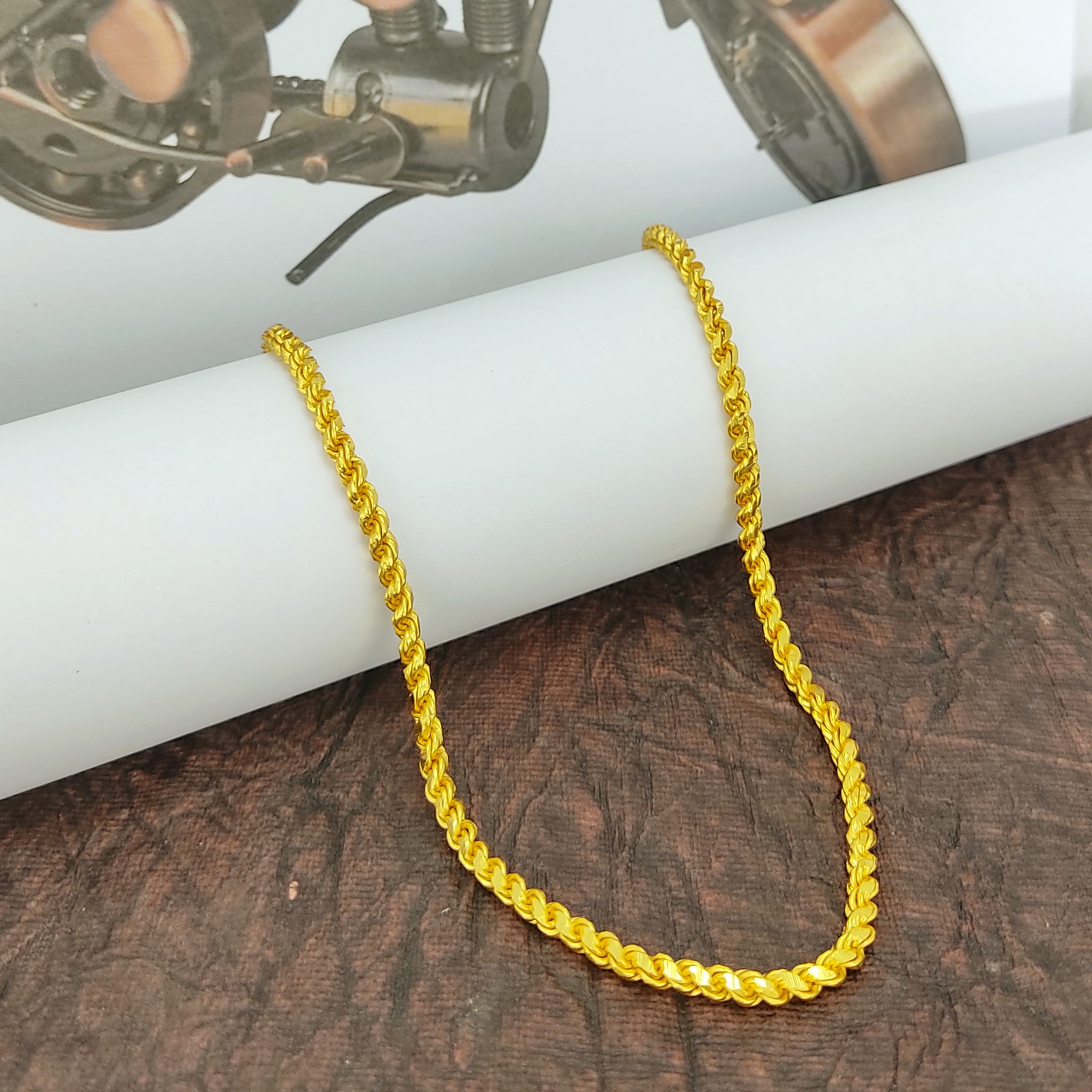 JJMC 9891 Men's Chain- One Gram Gold Plated Men's Chain | 24 Inches | Jecy Jewels