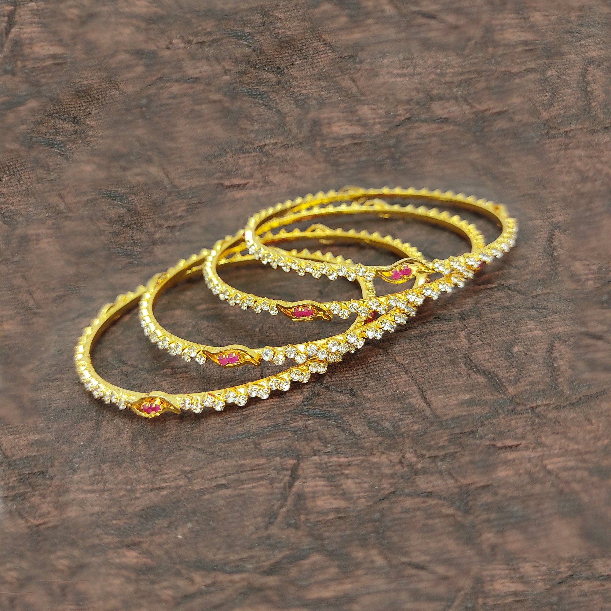 JJB 14265-R-W Bangles- Micro Gold Plated Austrian Diamond Bangles For Women | Jecy Jewels