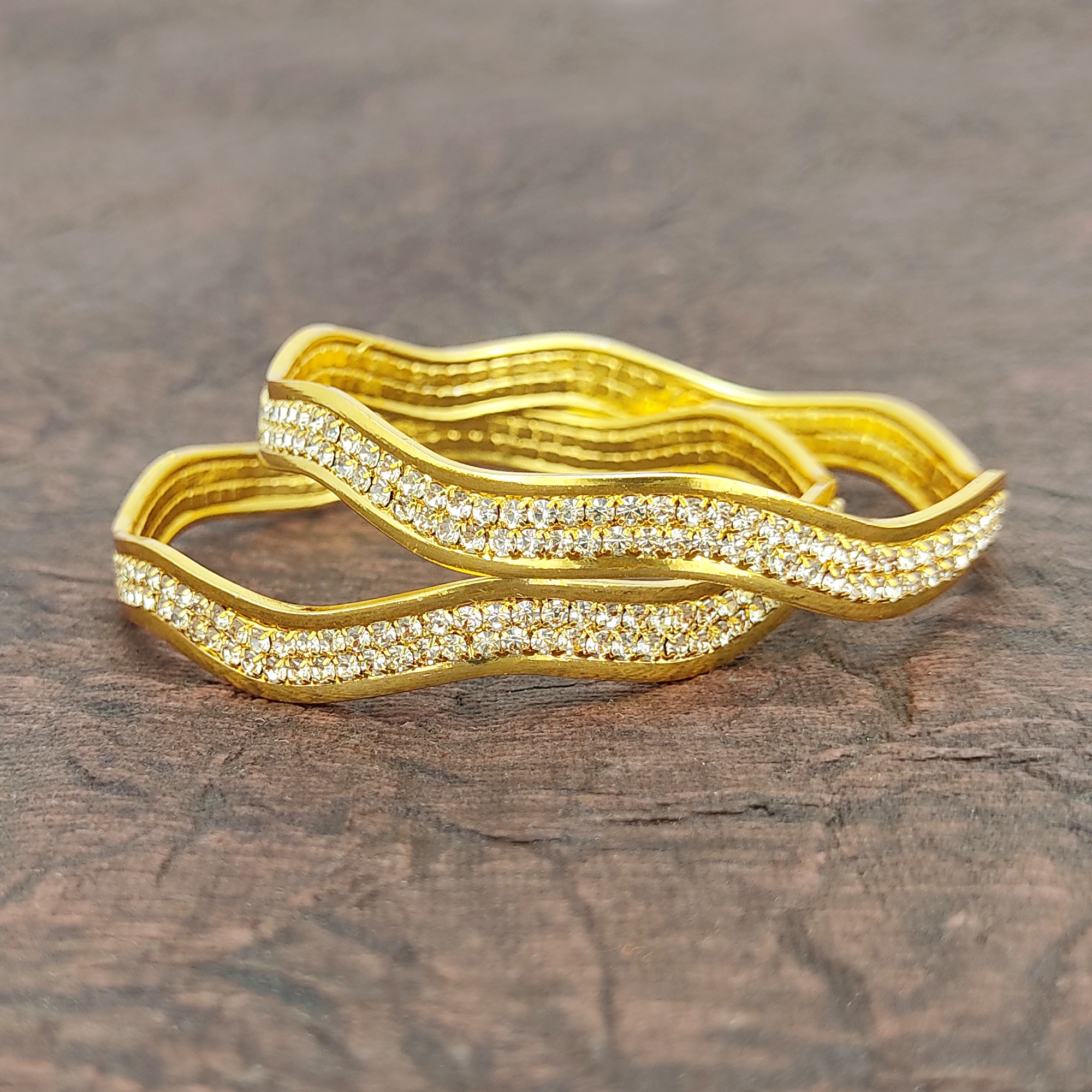 JJB 14271-W Bangles- Micro Gold Plated Austrian Diamond Bangles For Women | Jecy Jewels