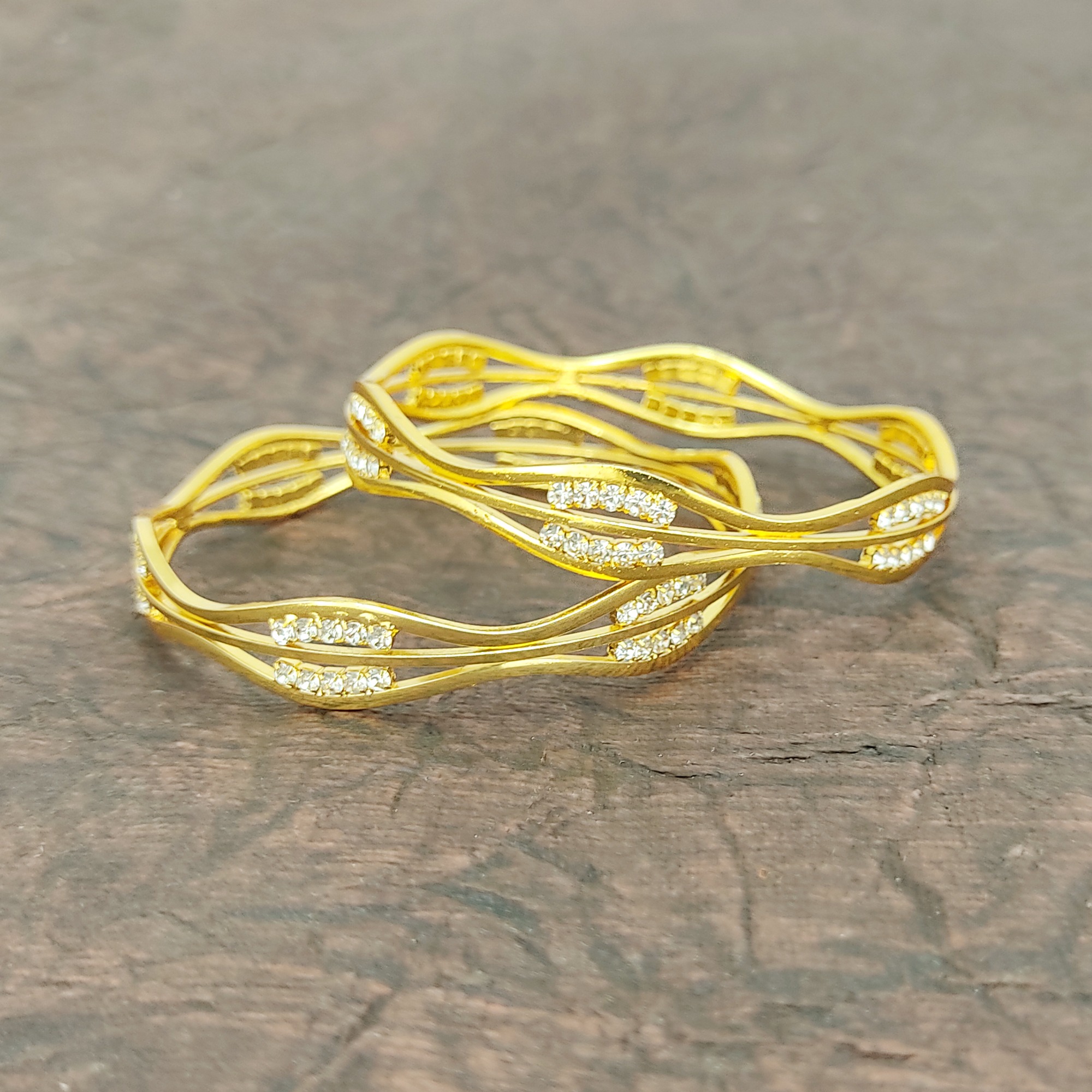 JJB 14272-W Bangles- Micro Gold Plated Austrian Diamond Bangles For Women | Jecy Jewels