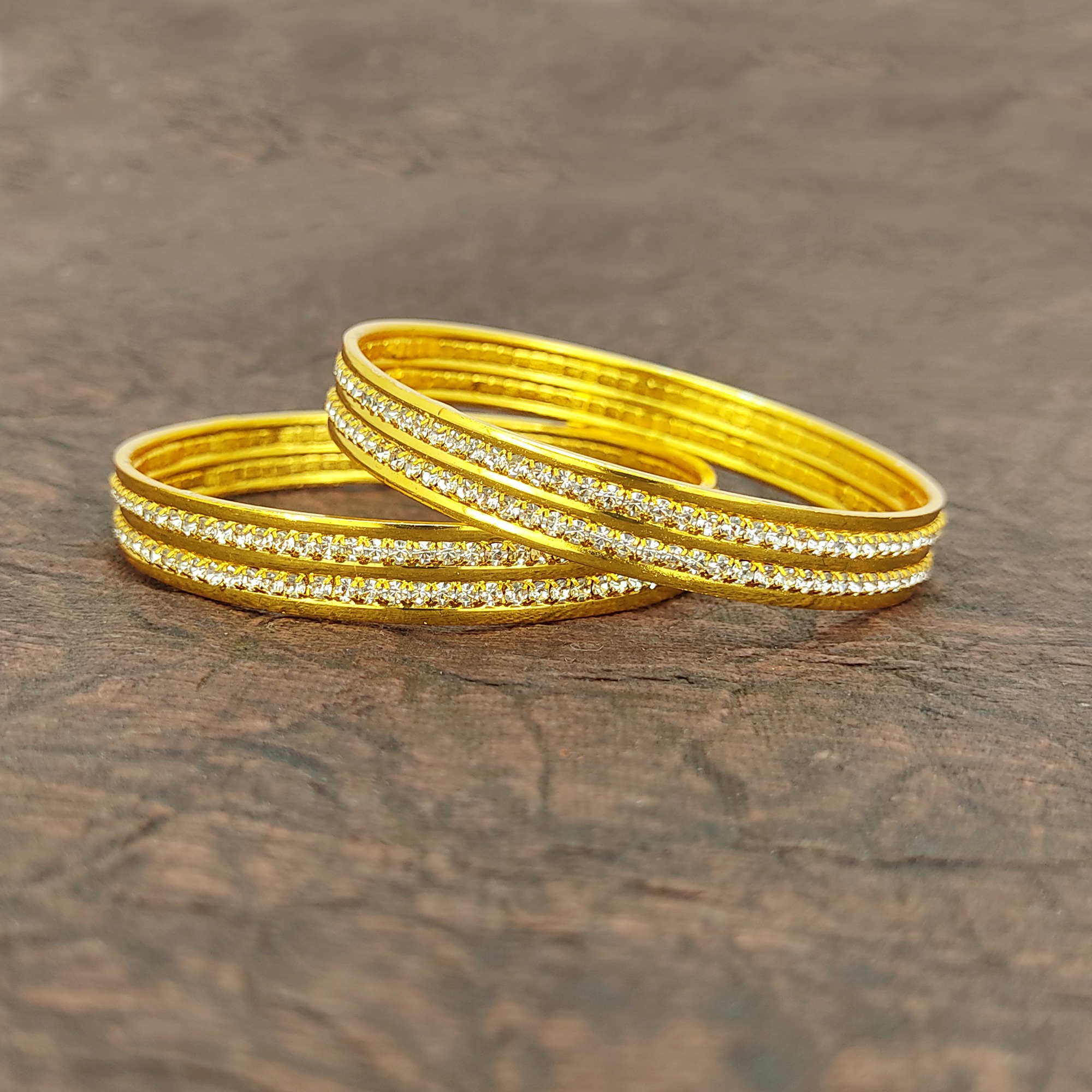 JJB 14273-W Bangles- Micro Gold Plated Austrian Diamond Bangles For Women | Jecy Jewels