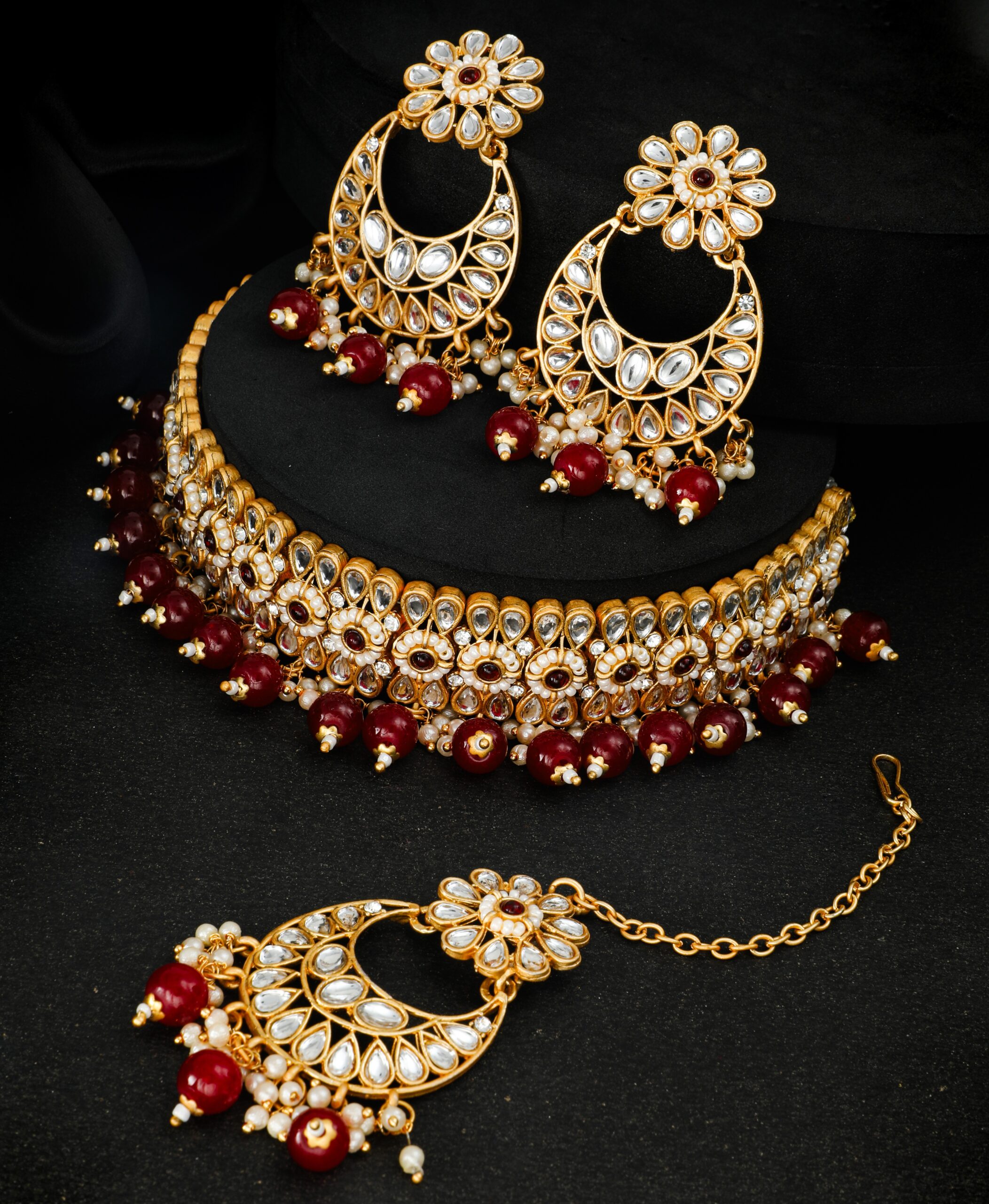JJKN CH-3014-MR  Kundan Necklace Jewellery Set-  Gold Plated Kundan Necklace Jewellery Set | Multi | Jecy Jewels